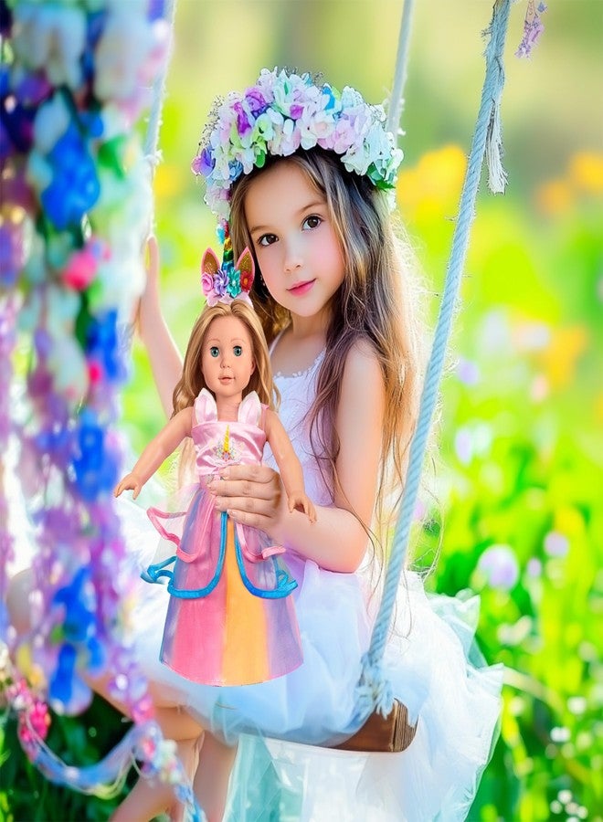 WONDOLL 2-Sets 18-inch Doll-Clothes Set - Unicorn Clothes with Hair Clip and Headband - Compatible with All 18 inch Dolls Accessories for Kids -Pink - Image 5