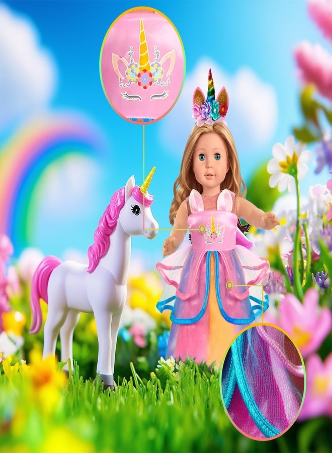 WONDOLL 2-Sets 18-inch Doll-Clothes Set - Unicorn Clothes with Hair Clip and Headband - Compatible with All 18 inch Dolls Accessories for Kids -Pink - Image 3