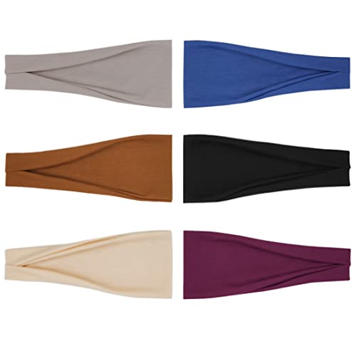 YONUF Fashion Headbands For Women Wide Headband Yoga Workout Head Bands Hair Accessories Band 6 Pack - Image 2