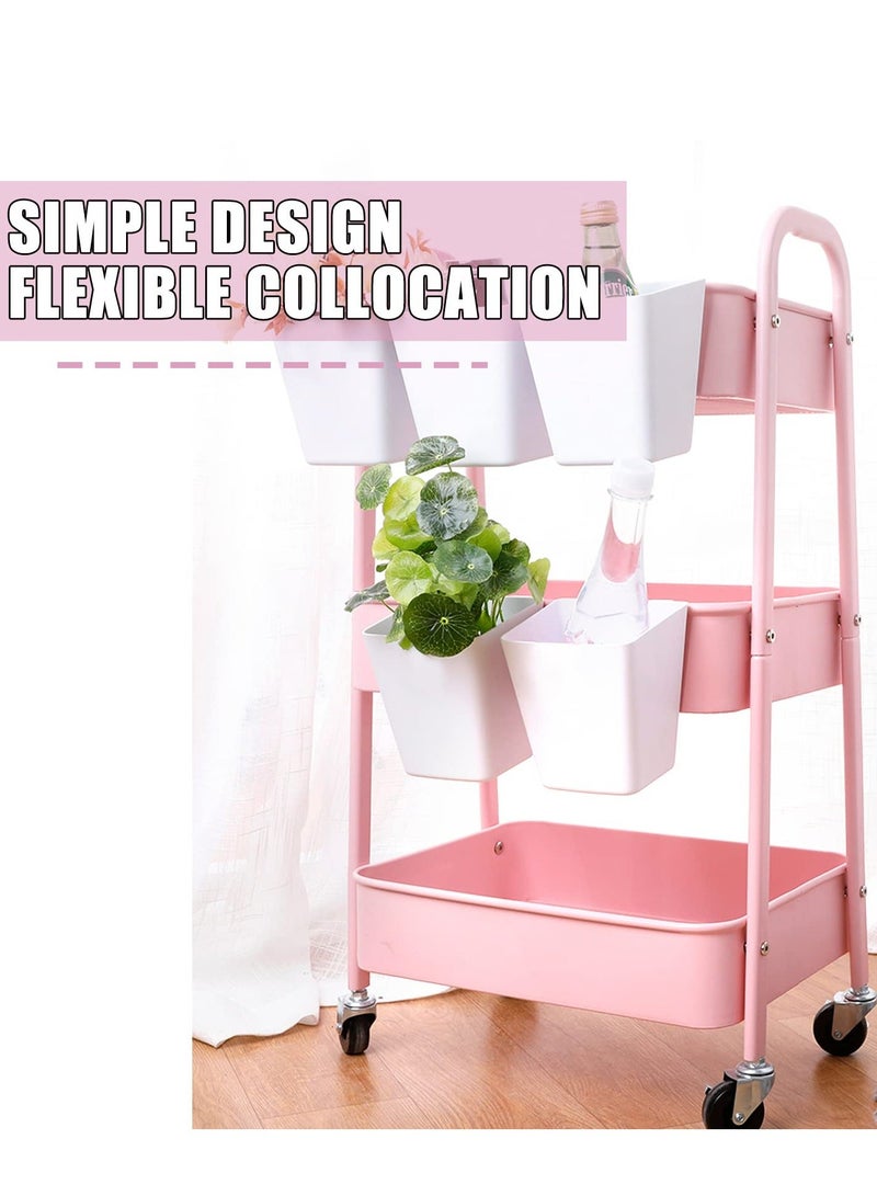 Y&D Hanging Cup Holde, 6 Pack Rolling Cart Accessories, Trolley Basket Storage Bucket Container for Kids, Organize Home Kitchen Office Craft Supply  - Image 3