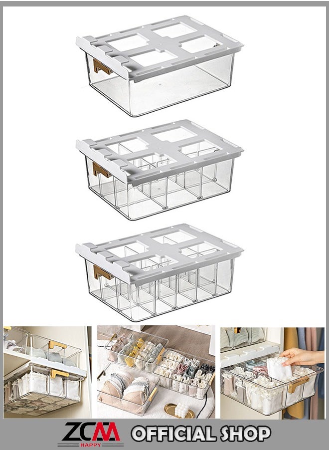ZCM-HAPPY 3-Piece Underwear Storage Box Underwear Socks Finishing Box Drawer-Style Compartment Household Wardrobe Storage Box  - Image 1