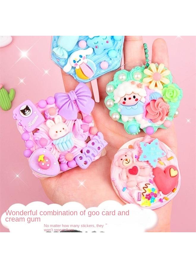 Cream Gel Goo Card Suit Girl Six National Day Gift Diy Full Goo Card Hand Account Sticker Gift Box Fire Paint