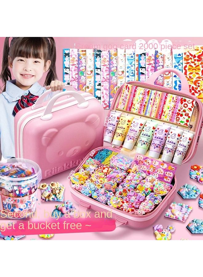 Cream Gel Goo Card Suit Girl Six National Day Gift Diy Full Goo Card Hand Account Sticker Gift Box Fire Paint
