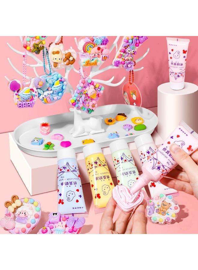 Cream Gel Goo Card Suit Girl Six National Day Gift Diy Full Goo Card Hand Account Sticker Gift Box Fire Paint