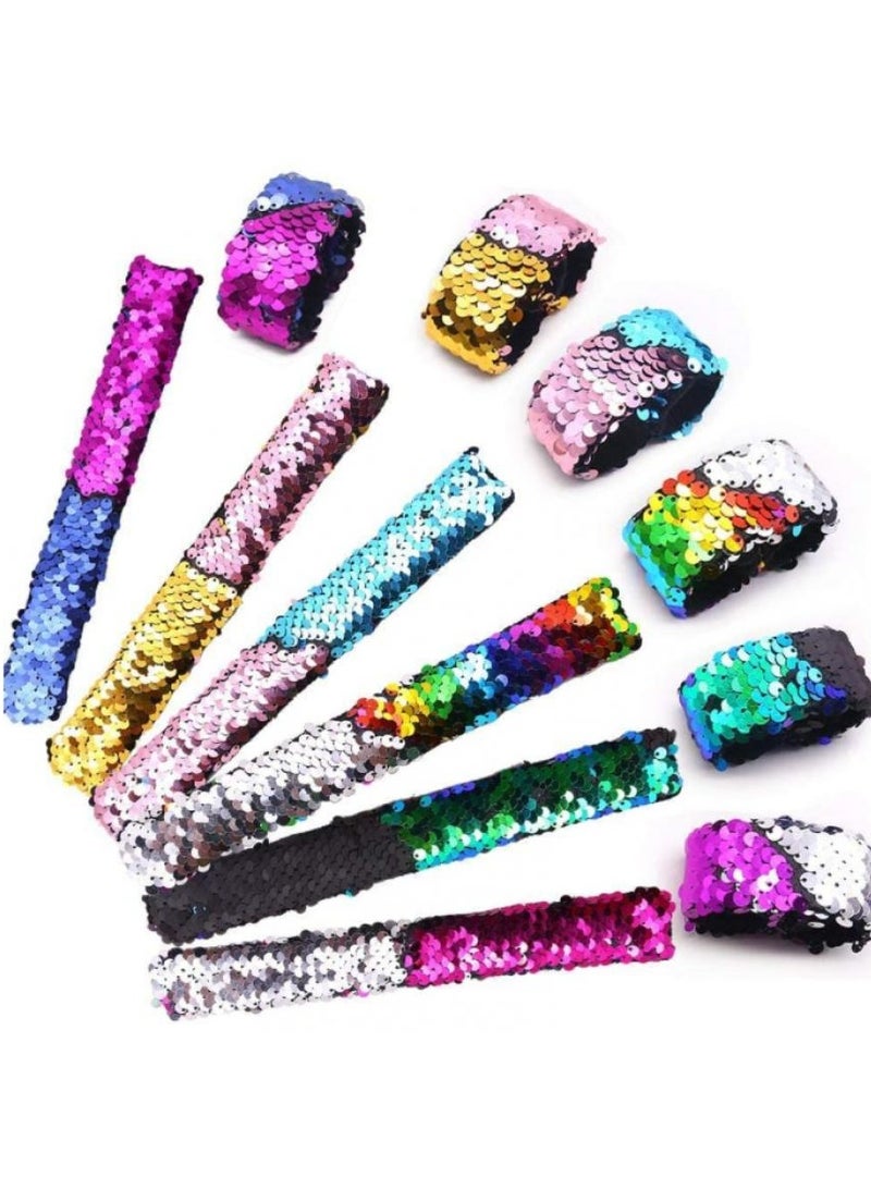 Alissa 24-Pack Reversible Sequin Slap Bracelets for Kids – Mermaid Flip Wristbands for Birthday Party Favors, Classroom Prizes & Fun Gifts - Image 1