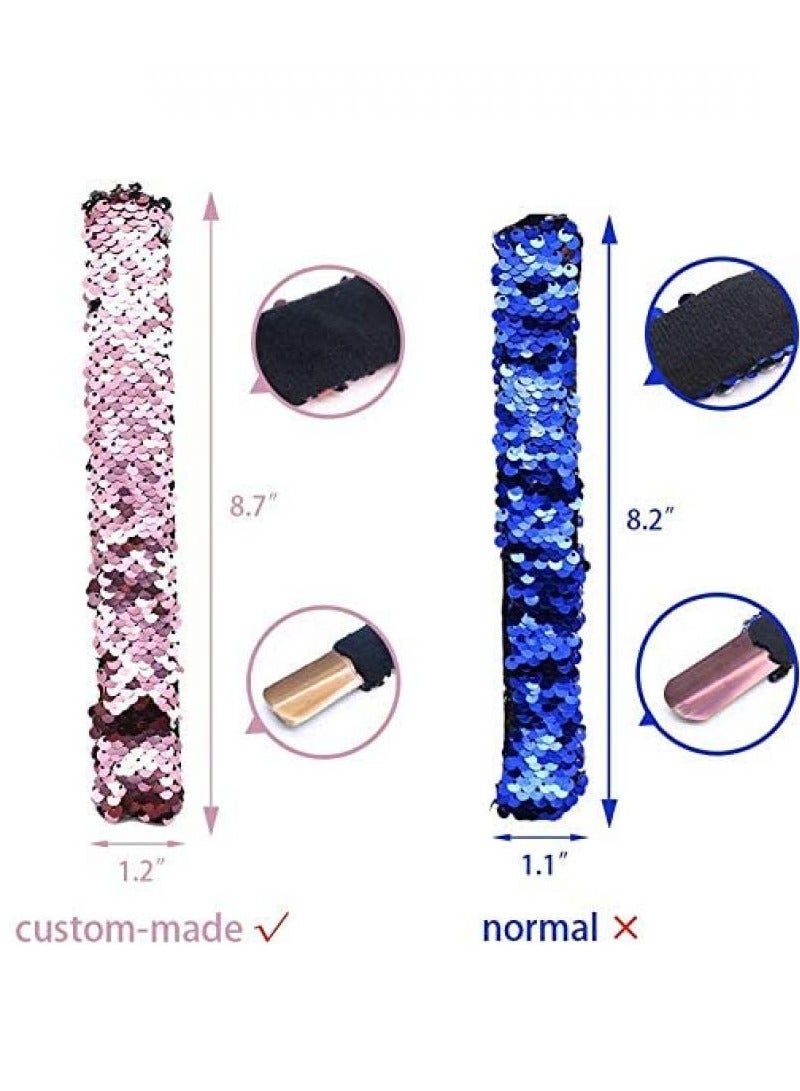 Alissa 24-Pack Reversible Sequin Slap Bracelets for Kids – Mermaid Flip Wristbands for Birthday Party Favors, Classroom Prizes & Fun Gifts - Image 2
