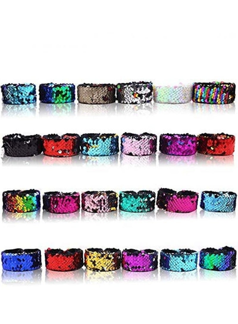 Alissa 24-Pack Reversible Sequin Slap Bracelets for Kids – Mermaid Flip Wristbands for Birthday Party Favors, Classroom Prizes & Fun Gifts - Image 5