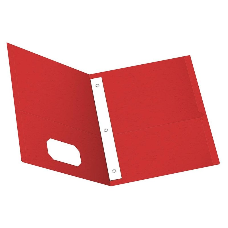 Oxford Two-Pocket Folders w/Fasteners, Red, Letter Size, 25 per Box (57711) - Image 1