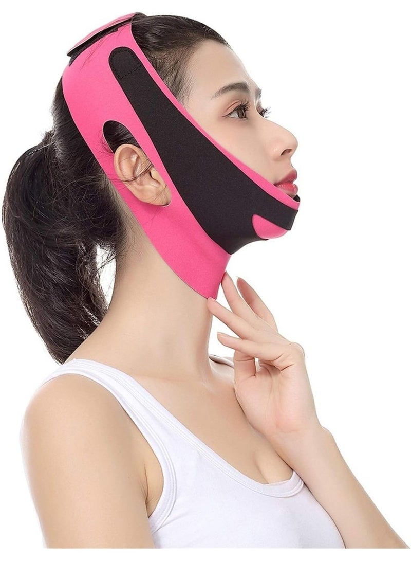 Face Lifting Belt – Elastic Face Slimming Band V Line Face Shaper for Women Chin Cheek Lift Up Anti-Wrinkle Facial Strap Slimming Tool Pink - Image 1