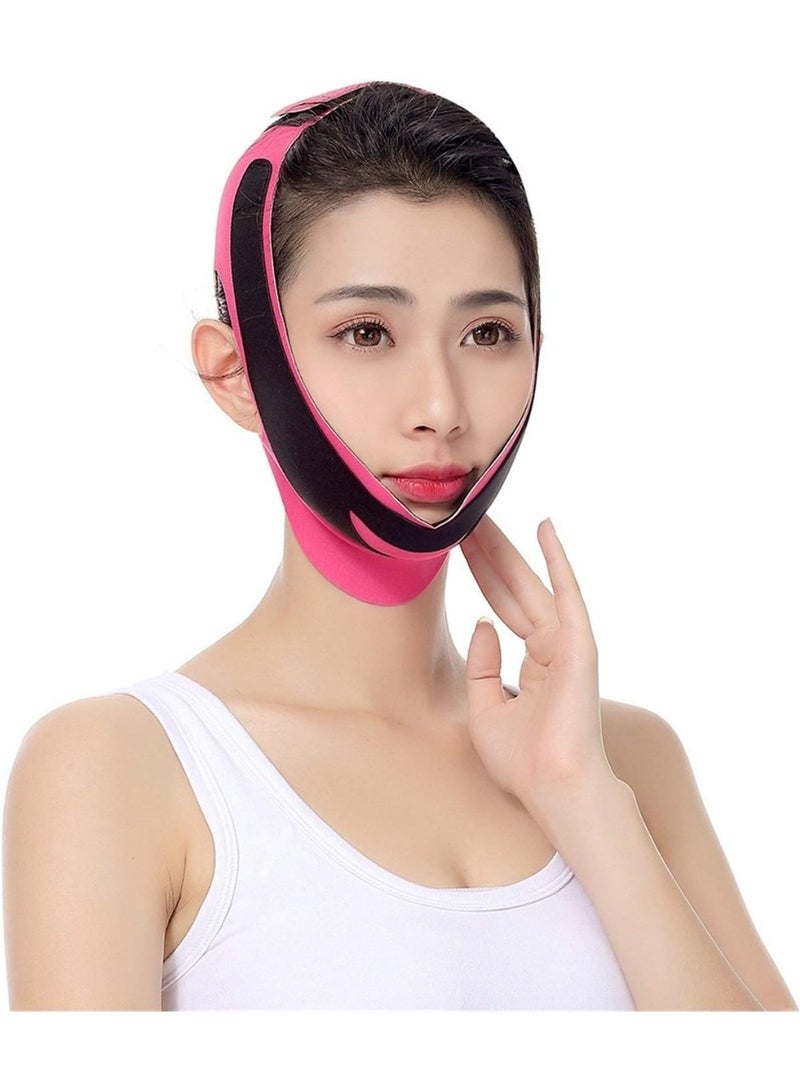 Face Lifting Belt – Elastic Face Slimming Band V Line Face Shaper for Women Chin Cheek Lift Up Anti-Wrinkle Facial Strap Slimming Tool Pink - Image 4