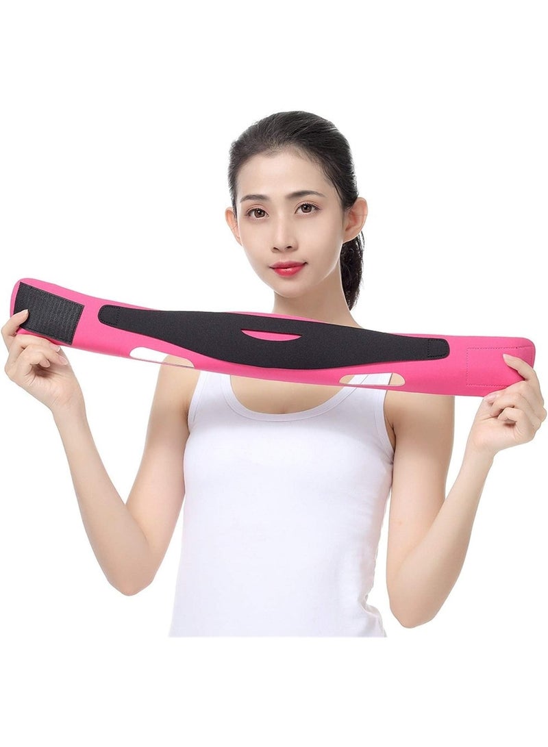 Face Lifting Belt – Elastic Face Slimming Band V Line Face Shaper for Women Chin Cheek Lift Up Anti-Wrinkle Facial Strap Slimming Tool Pink - Image 2