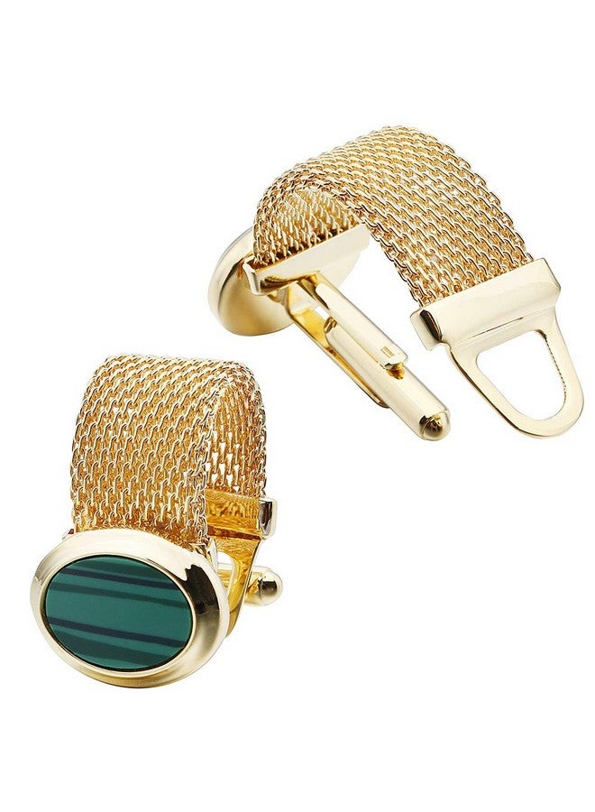 HAWSON أزرار أكمام للرجال مع سلسلة حجرية وإكسسوارات قميص ذهبية لامعة هدايا حفلات للشباب - Image 5