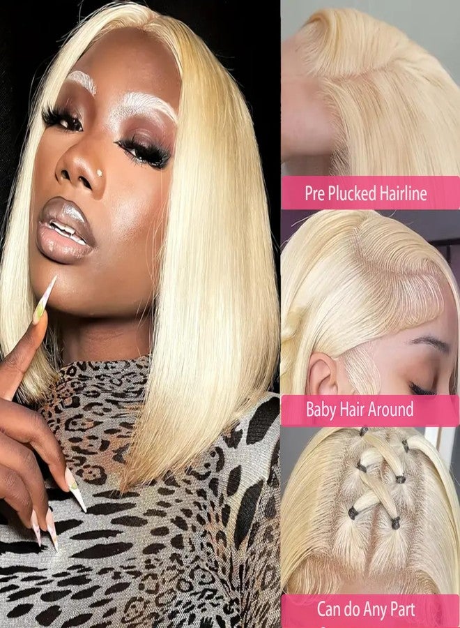 MPS 613 Blonde Bob Wig Human Hair 13x4 Lace Front Short Straight Style for Daily Wear or Parties 10 Inch - Image 2