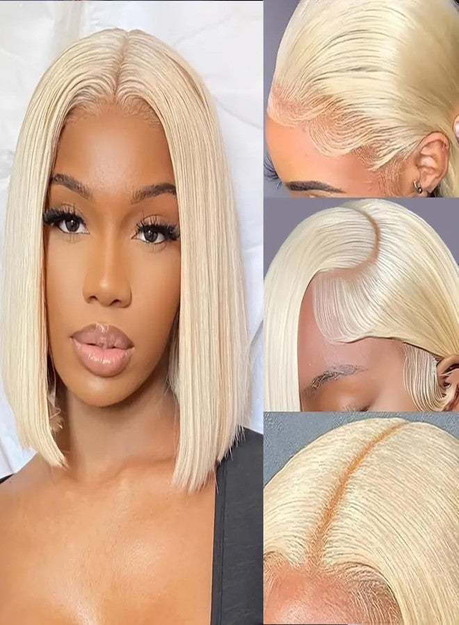 MPS 613 Blonde Bob Wig Human Hair 13x4 Lace Front Short Straight Style for Daily Wear or Parties 10 Inch - Image 1