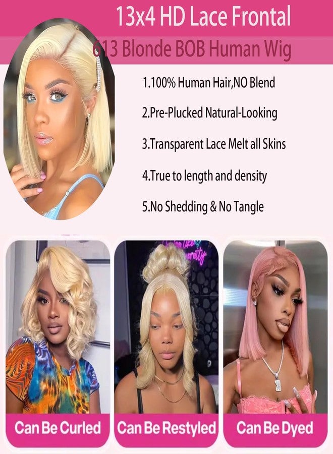 MPS 613 Blonde Bob Wig Human Hair 13x4 Lace Front Short Straight Style for Daily Wear or Parties 10 Inch - Image 3