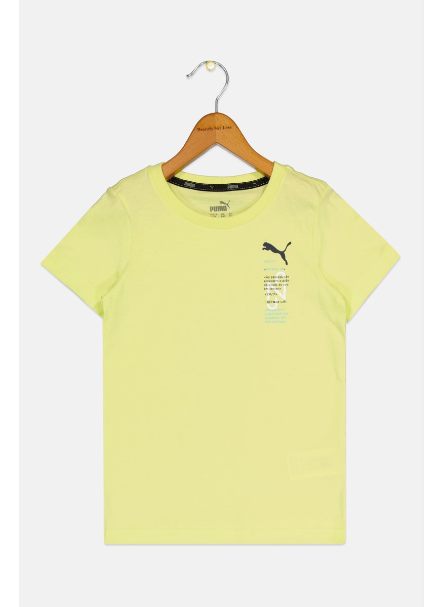 PUMA Puma x NJR Kids Girl Short Sleeves Training T-Shirt, Lime Green  - Image 1