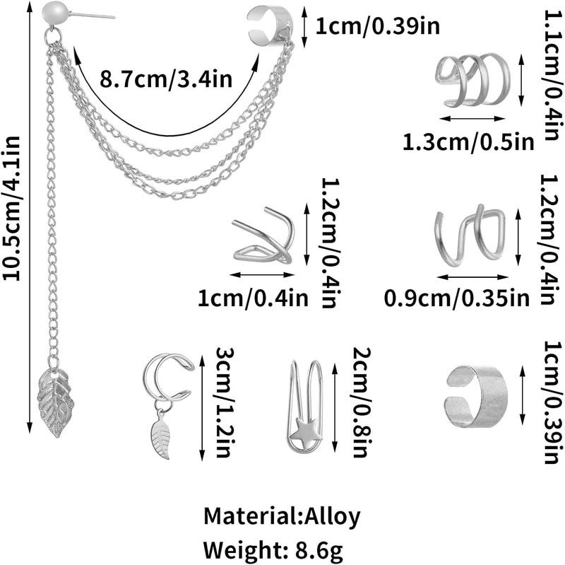 klarako 14 Ear Clip Earrings No Piercing Plain Gold Plated Fake Cartilage Cuff Hypoallergenic Clip On Earrings Stainless Steel Dainty Ear Clip Jewelry with Star for Women Teen Girls - Image 3