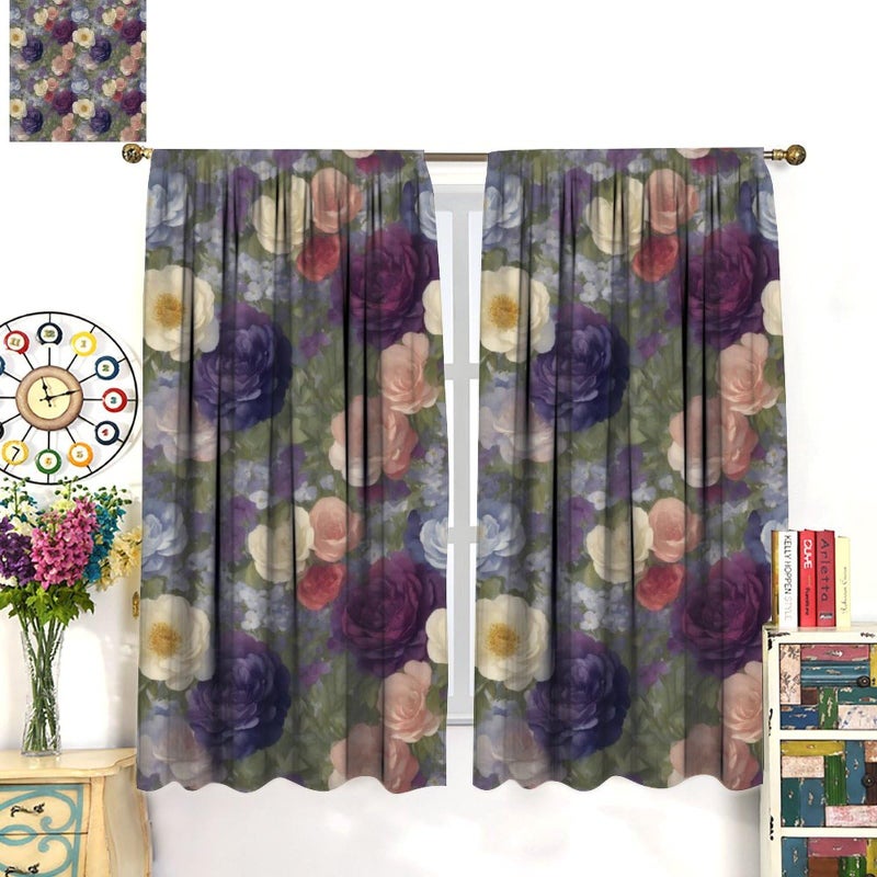 GoDazzling Colorful Floral Blackout Window Curtains  Spring Summer Watercolor Flowers Pattern Window Drapes  for Living Room Bedroom 42"" W X 63"" L - Image 3