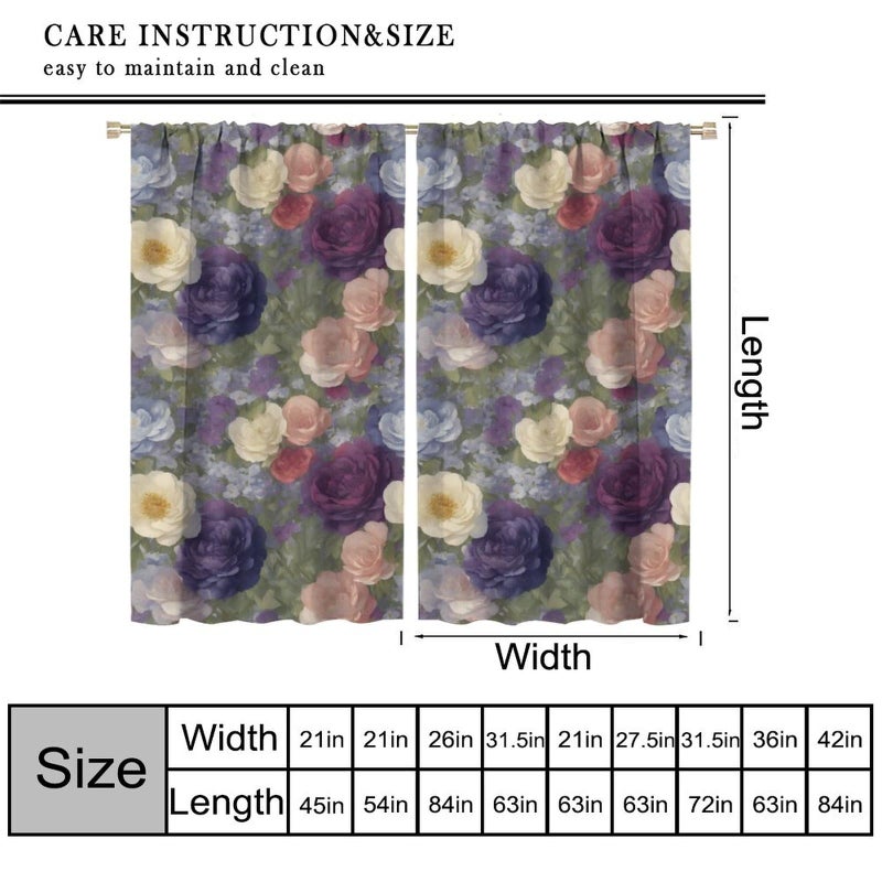 GoDazzling Colorful Floral Blackout Window Curtains  Spring Summer Watercolor Flowers Pattern Window Drapes  for Living Room Bedroom 42"" W X 63"" L - Image 2