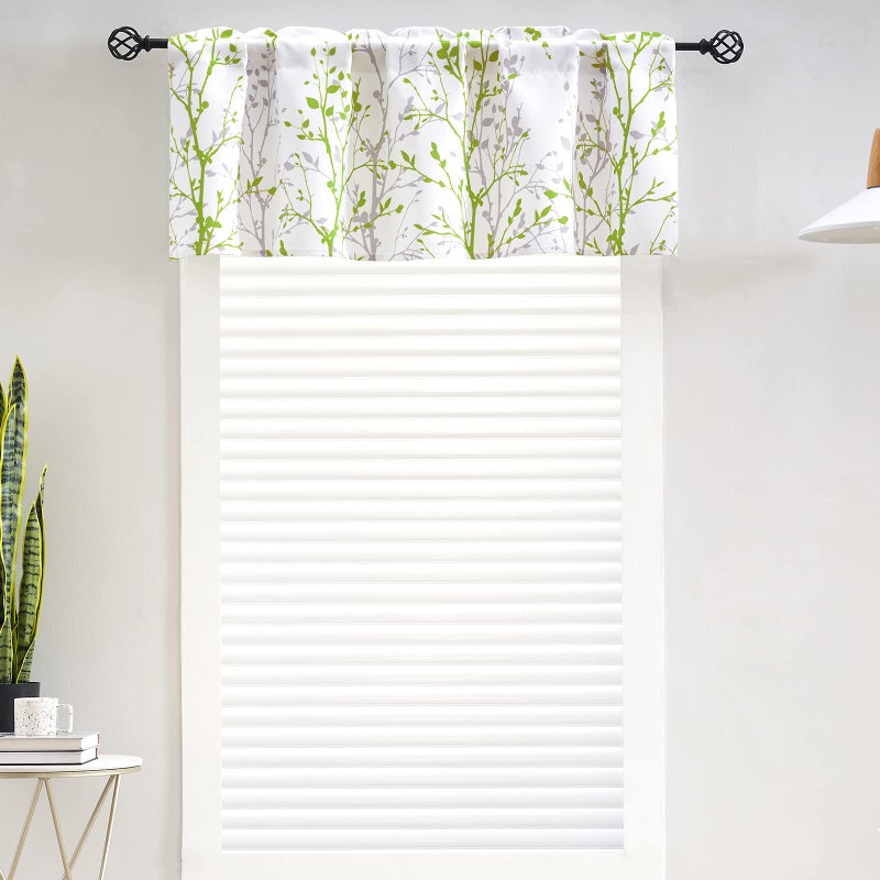 Luvyohmee Kitchen Valances for Windows  Sage Green Valance Curtains  Tree Branch Printed Window Valances for Living Room/Kitchen/Bathroom/Cafe/Dining Room/Basement  Rod Pocket W52xL18  2 Panels - Image 2
