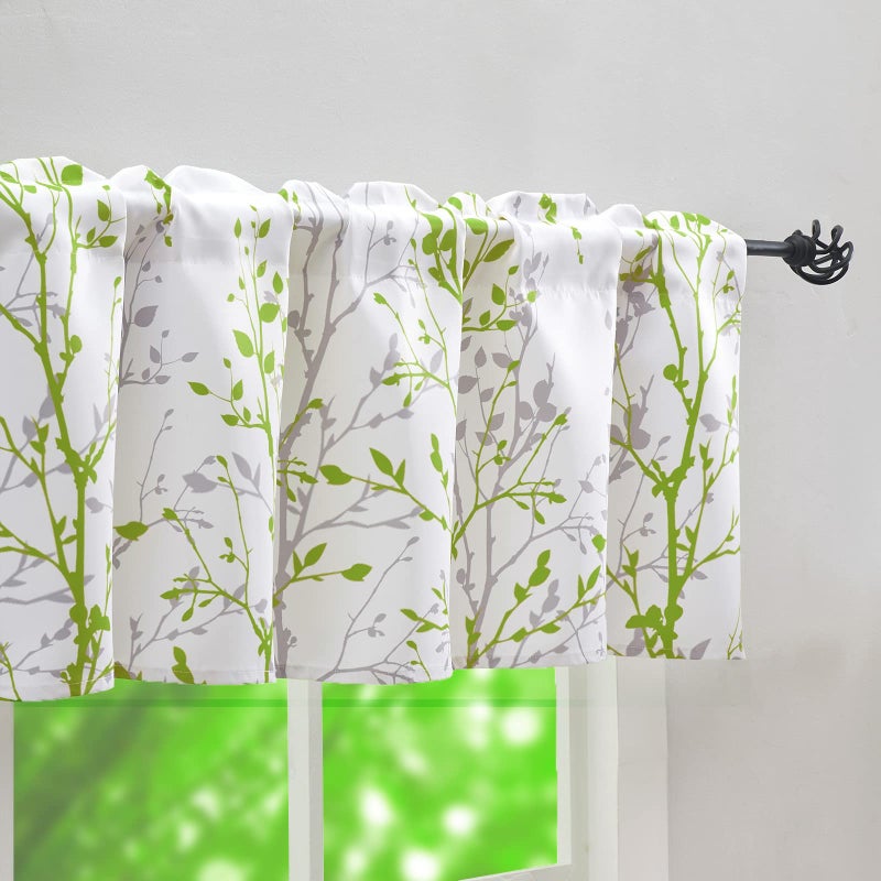 Luvyohmee Kitchen Valances for Windows  Sage Green Valance Curtains  Tree Branch Printed Window Valances for Living Room/Kitchen/Bathroom/Cafe/Dining Room/Basement  Rod Pocket W52xL18  2 Panels - Image 4