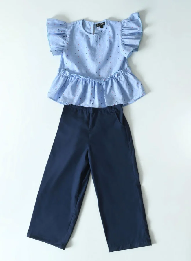 BELLA MODA Bella Moda All-Over Print Round Neck Top and Trousers Co-Ords Sets