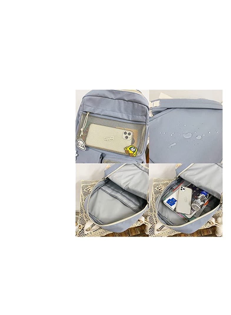 Kawaii Backpacks for Teen Girls with  Pins and Accessories Including Bear Pendant and Badges - Image 3