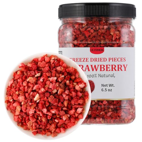 ULTHMOK Premium Freeze Dried Strawberries Pieces 6.5 Oz/185g,Frozen Dried Strawberry,100% Natural & No Additives. - Image 1