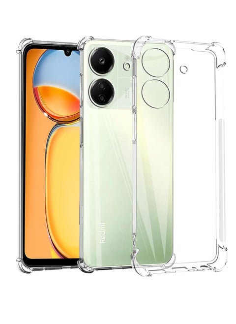 (REDMI 13C 4g) Clear Case Soft TPU Silicone Bumper Reinforced Corner Full Camera Protection Cover for Redmi 13C Poco C65