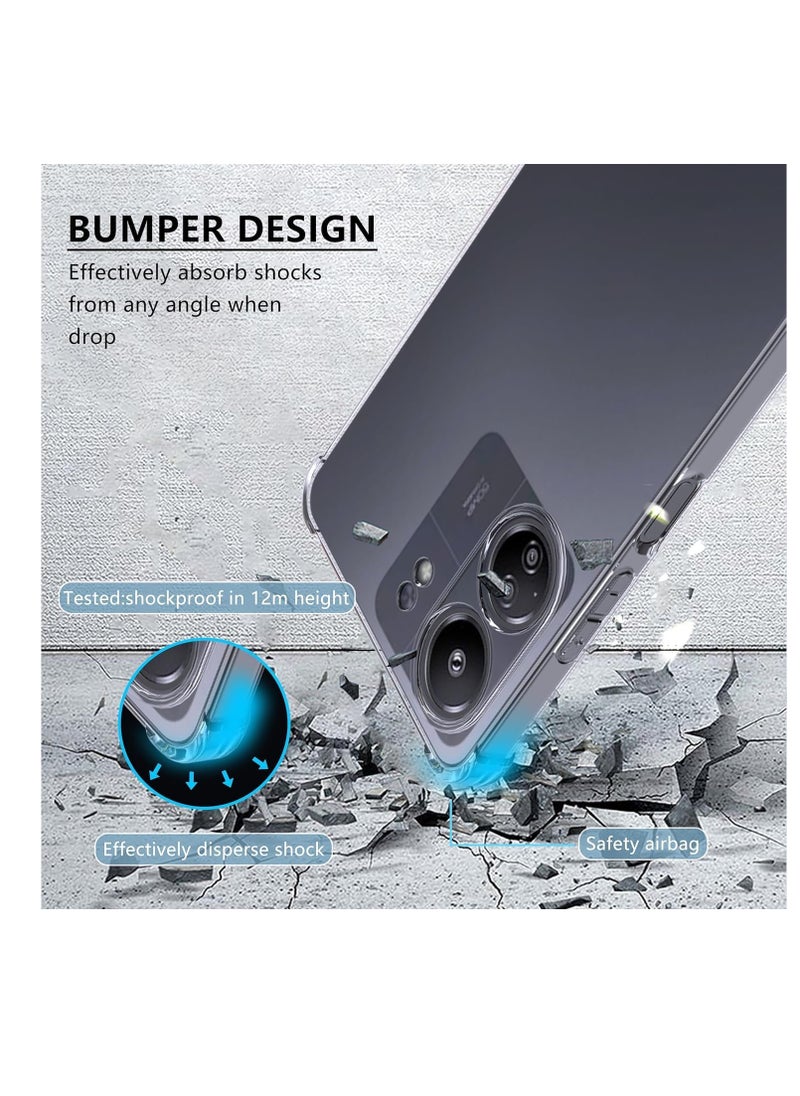 (REDMI 13C 4g) Clear Case Soft TPU Silicone Bumper Reinforced Corner Full Camera Protection Cover for Redmi 13C Poco C65