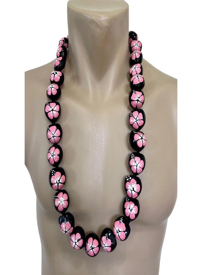 Zero Gravity Hawaii Hawaiian Jewelry 32" Pink Hibiscus Flower Kukui Nut Graduation Lei Necklace - Image 2
