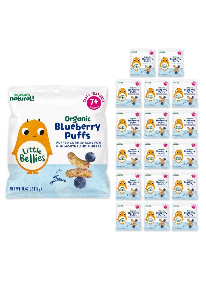 Little Bellies Organic Blueberry Puffs Baby Snack (Pack of 18 x 0.42 oz Individual Packs) - Image 1