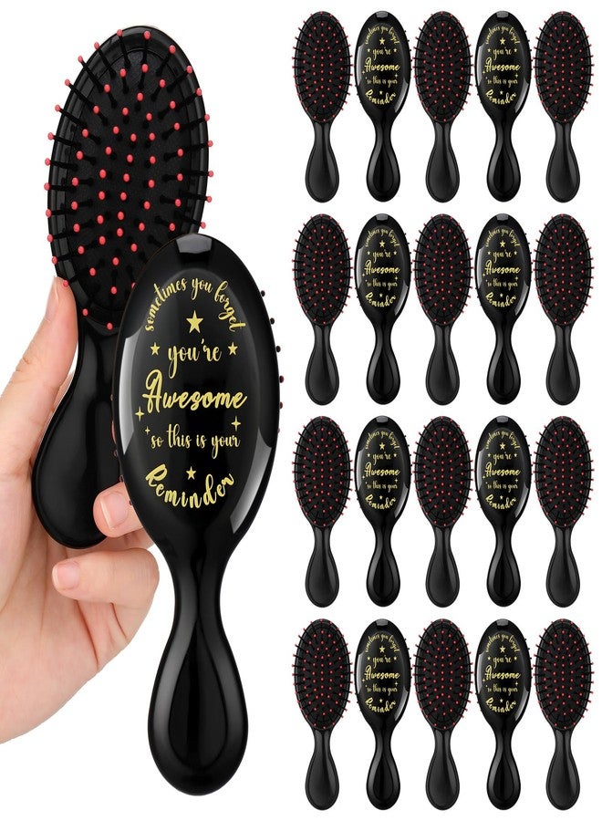 SiliFine 20 Pcs Employee Appreciation Gifts Inspirational Mini Hair Brush Bulk Team Gifts for Women Individually Wrapped Hairbrush Thank You Gift for Coworker Thick Curly Wet Dry Hair(Black) - Image 1