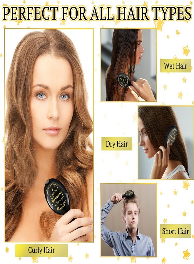 SiliFine 20 Pcs Employee Appreciation Gifts Inspirational Mini Hair Brush Bulk Team Gifts for Women Individually Wrapped Hairbrush Thank You Gift for Coworker Thick Curly Wet Dry Hair(Black) - Image 4