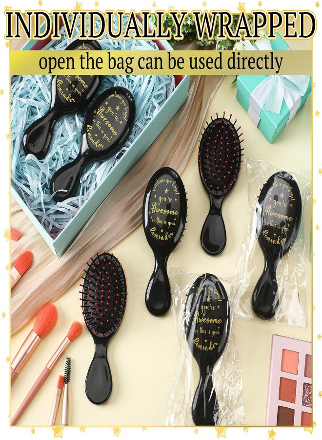 SiliFine 20 Pcs Employee Appreciation Gifts Inspirational Mini Hair Brush Bulk Team Gifts for Women Individually Wrapped Hairbrush Thank You Gift for Coworker Thick Curly Wet Dry Hair(Black) - Image 3