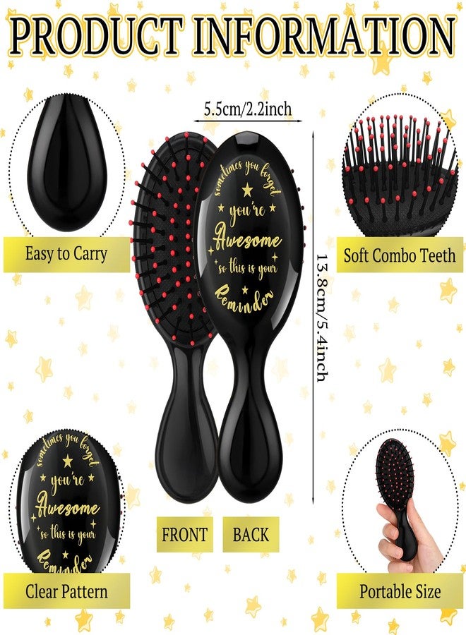 SiliFine 20 Pcs Employee Appreciation Gifts Inspirational Mini Hair Brush Bulk Team Gifts for Women Individually Wrapped Hairbrush Thank You Gift for Coworker Thick Curly Wet Dry Hair(Black) - Image 2