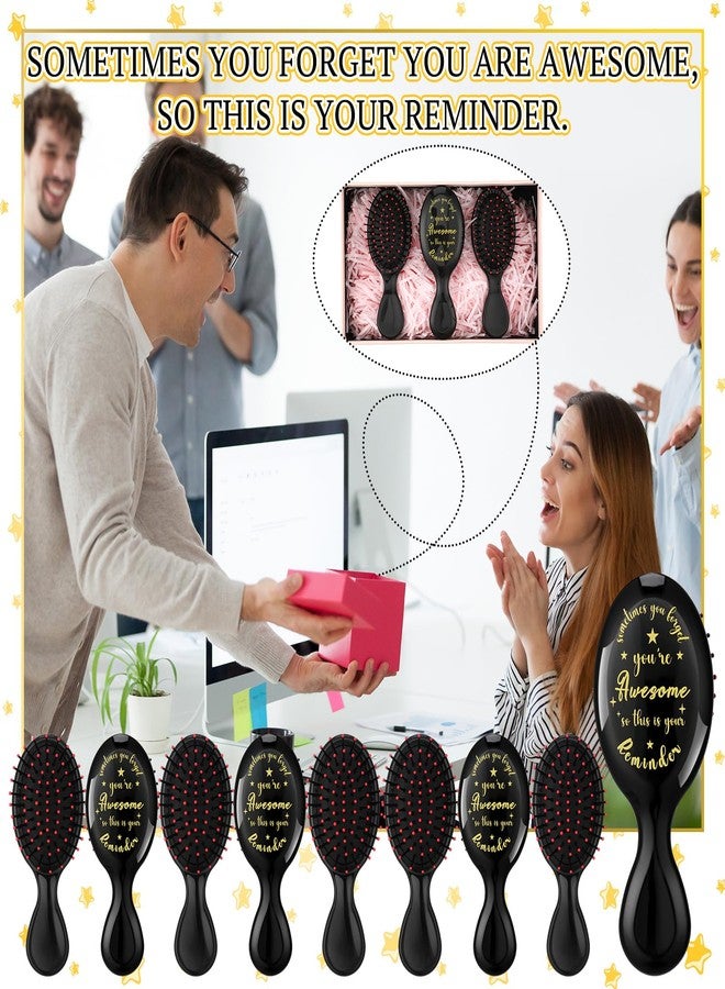SiliFine 20 Pcs Employee Appreciation Gifts Inspirational Mini Hair Brush Bulk Team Gifts for Women Individually Wrapped Hairbrush Thank You Gift for Coworker Thick Curly Wet Dry Hair(Black) - Image 5