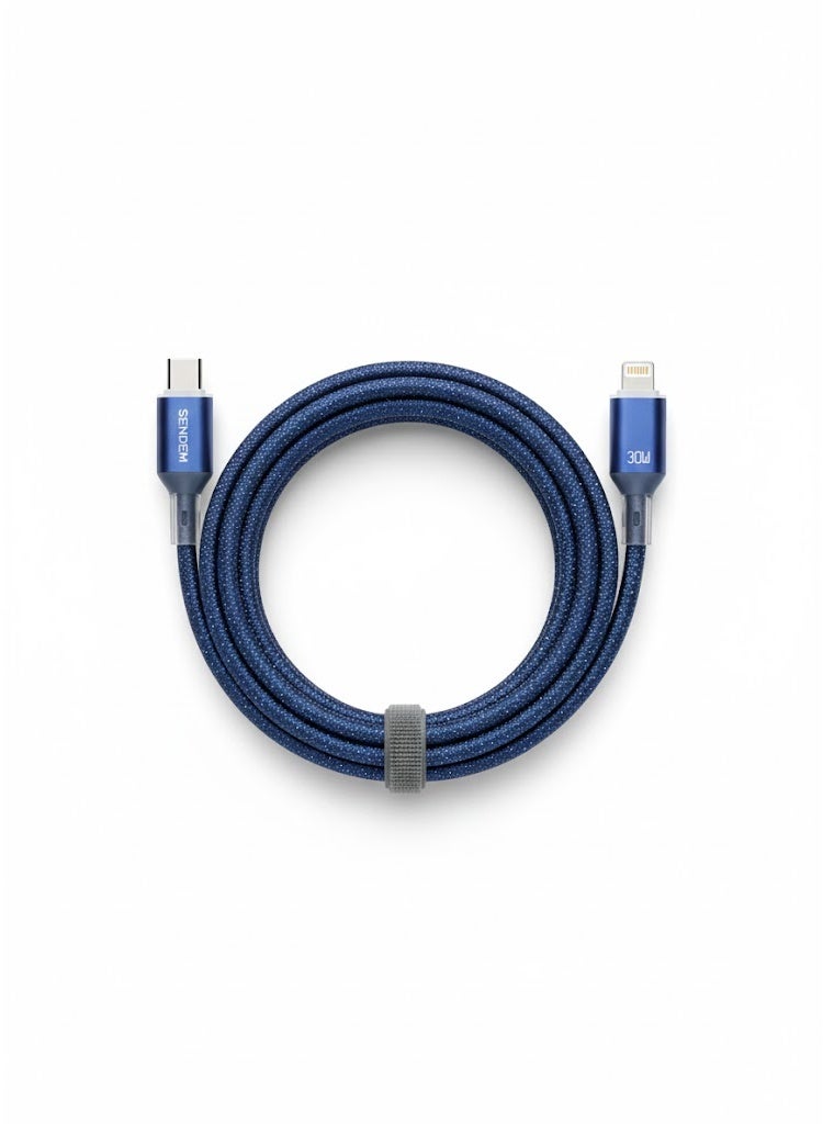 سيندم كابل شحن ونقل بيانات سريع موديل T14 – قدرة 30 واط بطول 1.2 متر متوافق مع Type-C إلى Lightning - Image 1