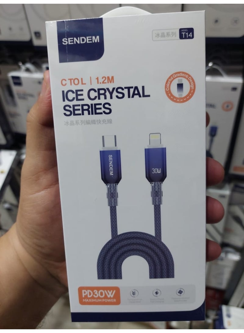 سيندم كابل شحن ونقل بيانات سريع موديل T14 – قدرة 30 واط بطول 1.2 متر متوافق مع Type-C إلى Lightning - Image 2