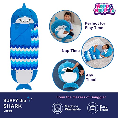 Happy Nappers Pillow Sleepy Sack Large Blue Shark 66 x 30 2in1 Plush Animal Opens Into Sleeping Bag Soft Play Nap Character Kids 3 - Image 5