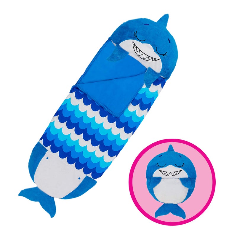 Happy Nappers Pillow Sleepy Sack Large Blue Shark 66 x 30 2in1 Plush Animal Opens Into Sleeping Bag Soft Play Nap Character Kids 3 - Image 3
