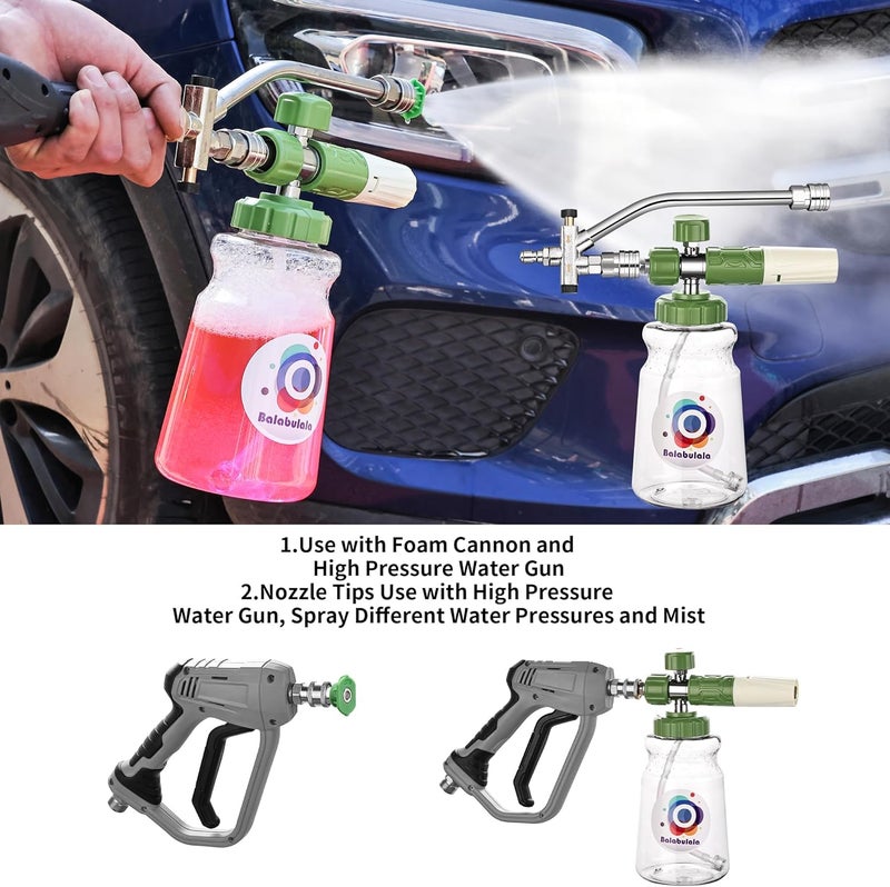 balabulala Dual Connector Accessory with Pressure Washer Foam Cannon, Pressure Washer Double Tip Attachment for Foam Blaster with with 5 Power Washer Sprayer Nozzles, 1/4" Quick Connect, 3600 PSI - Image 2