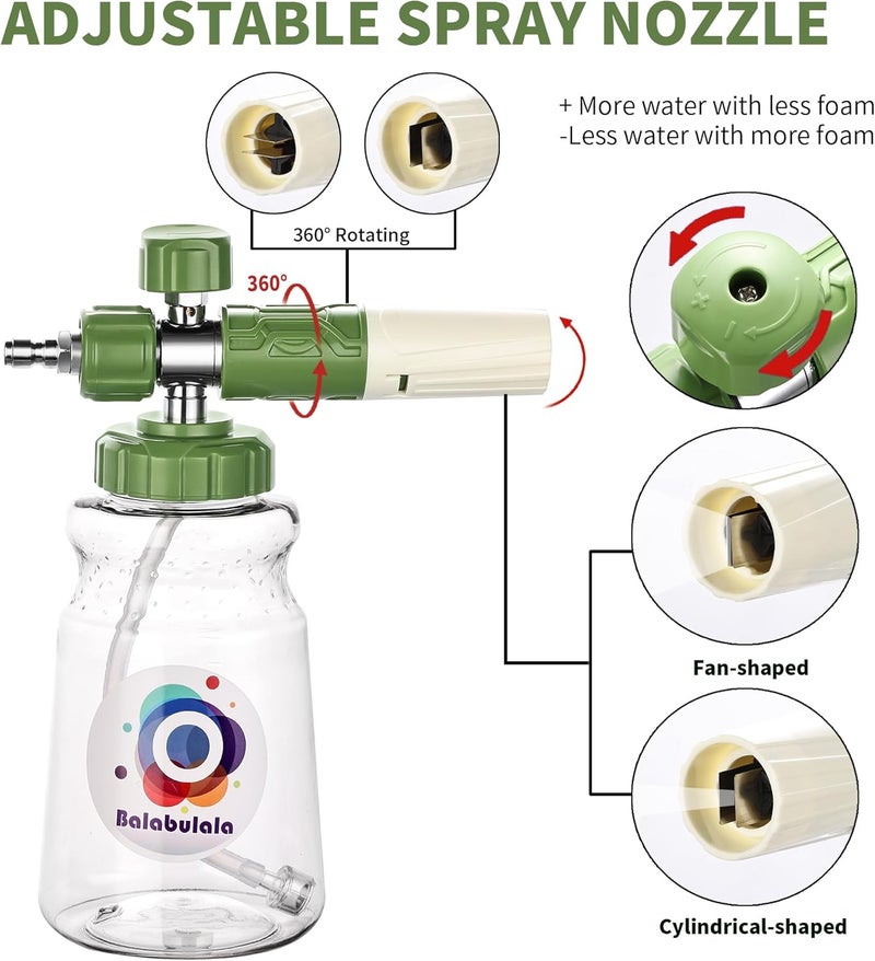 balabulala Dual Connector Accessory with Pressure Washer Foam Cannon, Pressure Washer Double Tip Attachment for Foam Blaster with with 5 Power Washer Sprayer Nozzles, 1/4" Quick Connect, 3600 PSI - Image 5