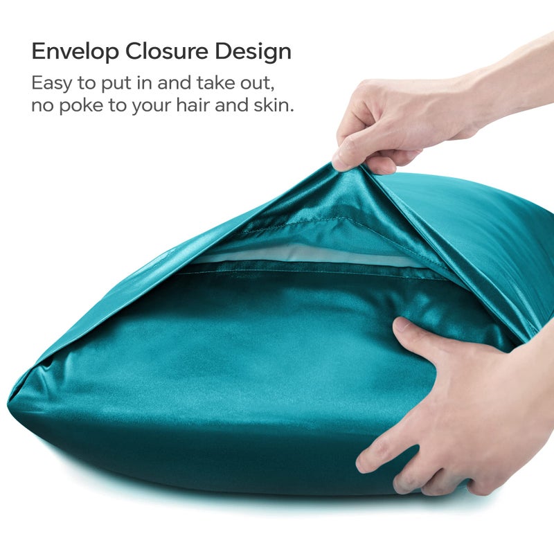 بيديليت غطاء وسادة الجسم بديليت غطاء وسادة الساتان للشعر والجلد الناعم الناعم والبريد وسادة وسادة 2 عبوة حريري حريري كامل غطاء وسادة طويلة (20 "" x54 "حجم الجسم teal) teal) - Image 5