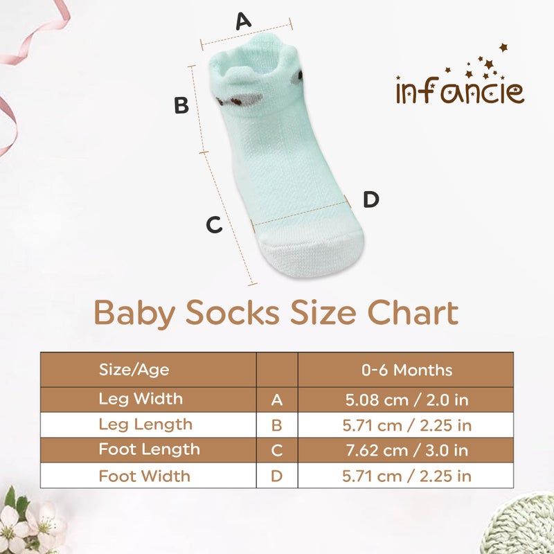 infancie Organic Cotton GOTS Certified Baby Socks 0-6 Months Soft for Infants, Comfortable and Breathable, Newborn 7 Pair Socks for Girls & boys Lightweight and Cozy for Daily Wear Animal Design - Image 4