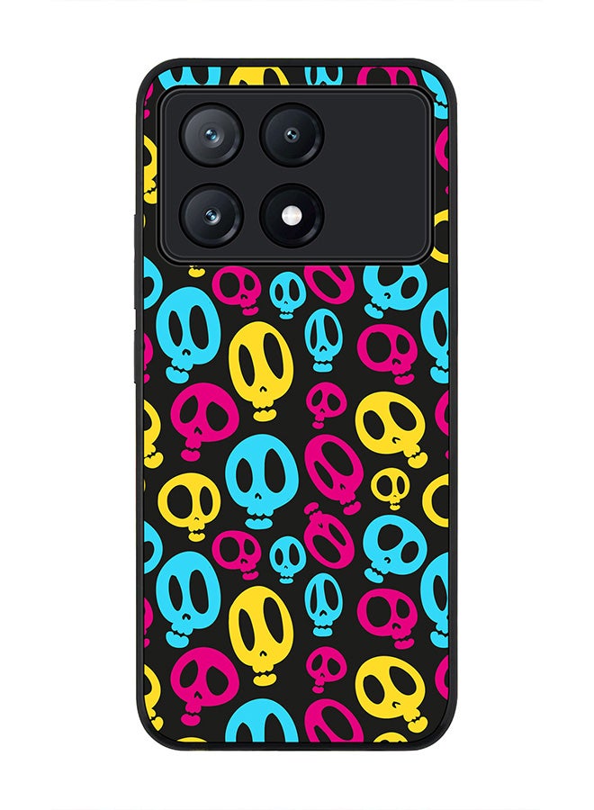Stylizedd Rugged Black Edge Case for Xiaomi Poco X6 Pro, Slim fit Soft Case Flexible Rubber Edges Anti Drop TPU Gel Thin Cover -  Crazy Skulls - Image 1