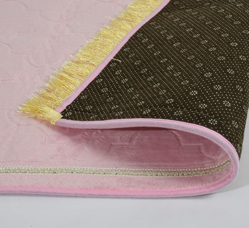 KETOSTICS® Velvet Prayer Mat 44x28 inch Musalla Janamaz for Namaz Muslim Brown (Pink) - Image 3