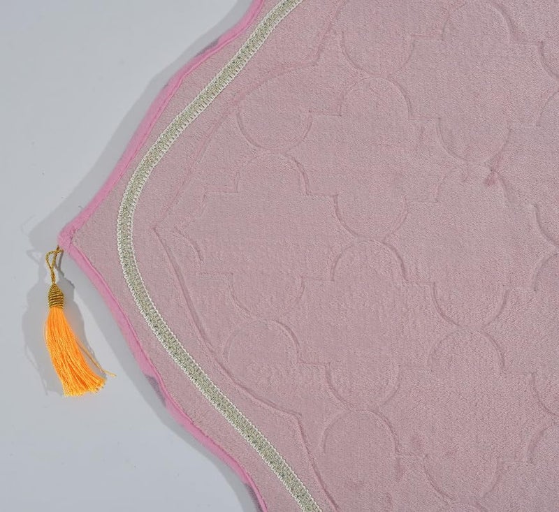 KETOSTICS® Velvet Prayer Mat 44x28 inch Musalla Janamaz for Namaz Muslim Brown (Pink) - Image 4