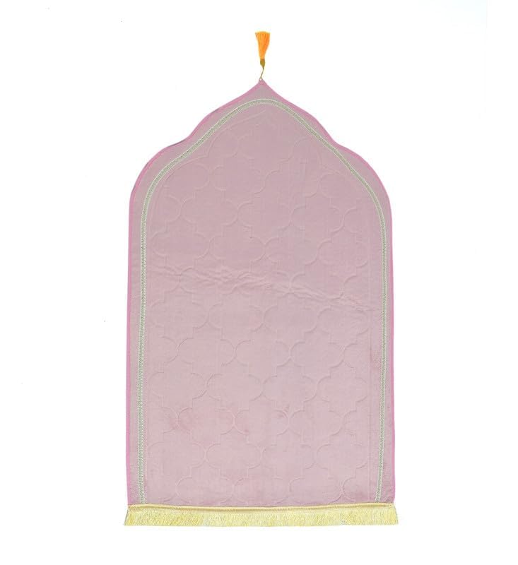 KETOSTICS® Velvet Prayer Mat 44x28 inch Musalla Janamaz for Namaz Muslim Brown (Pink) - Image 2