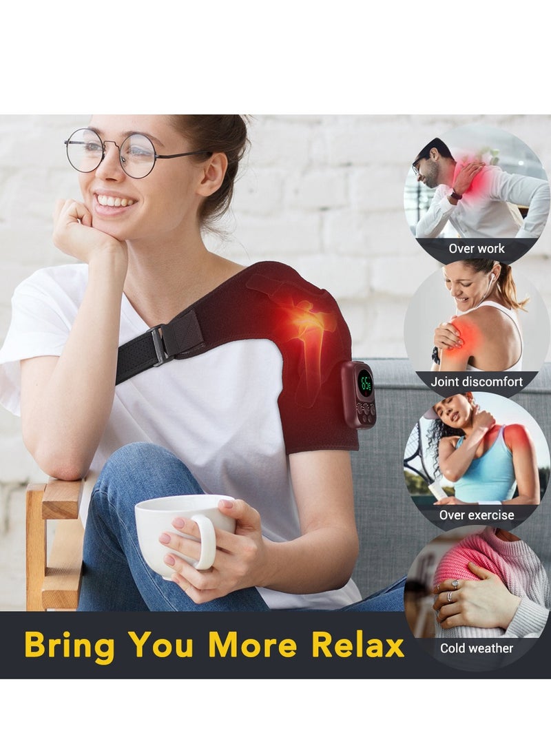 Generic - Smart Electric Heating Massage Shoulder Strap: High-Frequency Vibration, 8 EMS Modes, 6 Temperature Settings, Wireless Control, Remote App Operation, Comfortable Therapy - Perfect for Shoulder and Neck Relaxation and Stress Relief - Image 1